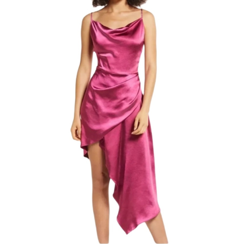 NWT Elliat Jacinda Draped Asymmetrical Berry Dress - Sz L
